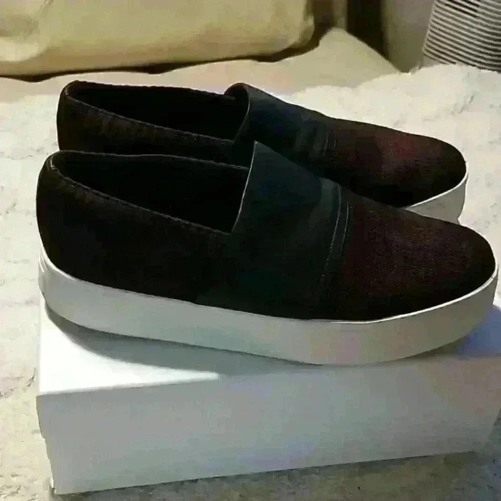 Vince Black Leather Canvas shoes sz 10 - Picture 4 of 4